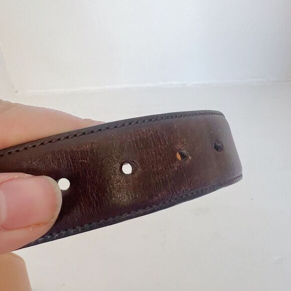 Trafalgar Men's Brown Leather Belt Brass Buckle Gold Size 38 - Picture 7 of 8